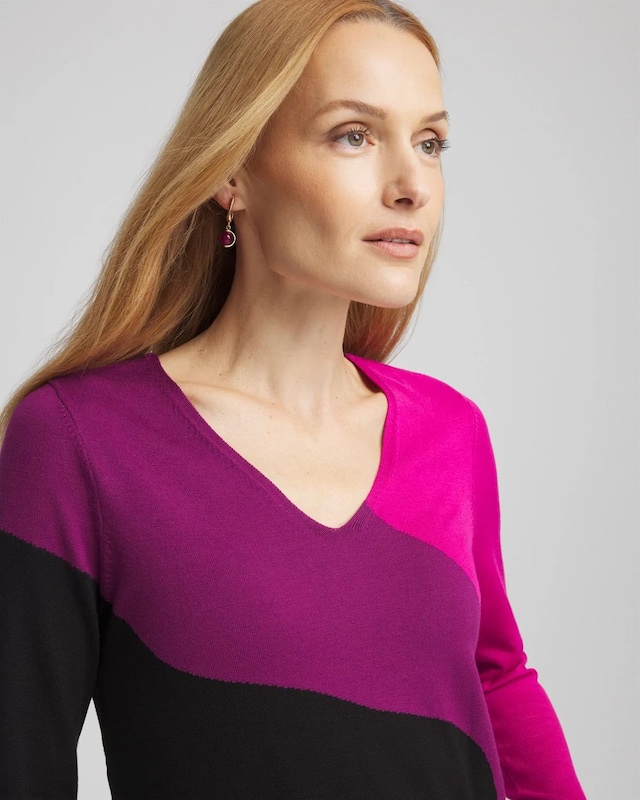 Colorblock V-neck Pullover Sweater - image 4